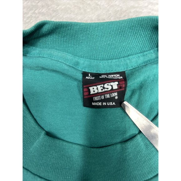 Vrg 90s Screen Stars Teal West Virginia Graphic T-Shirt Single Stitch Size Large - Picture 6 of 9